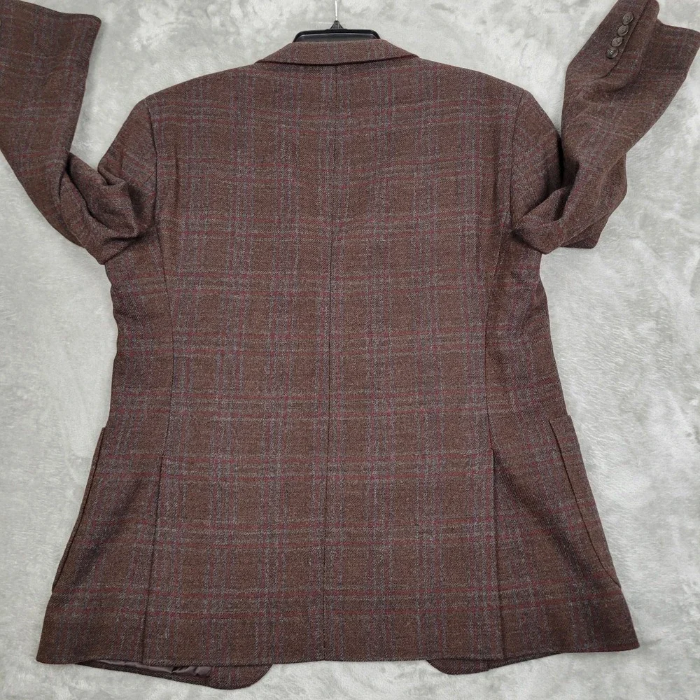Jos A Bank 1905 Men's Blazer 42R Brown Red Plaid Wool Slim Fit Sport Coat Jacket